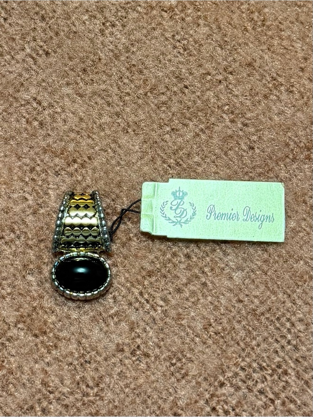 Premier Designs Black Stone and Gold-Tone pendant